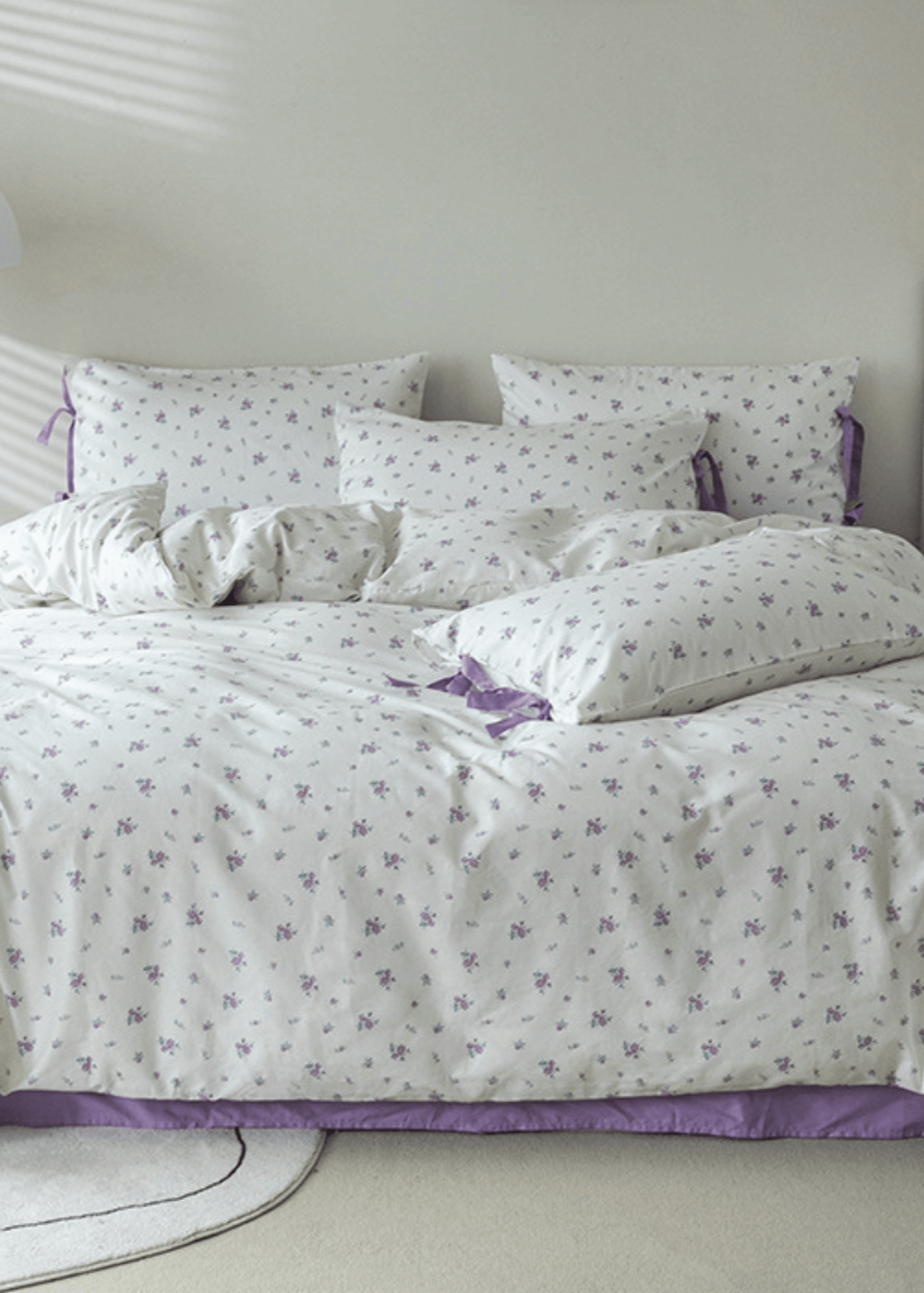 Soft Cottage Blue Ribbon Bedding Set / Blue