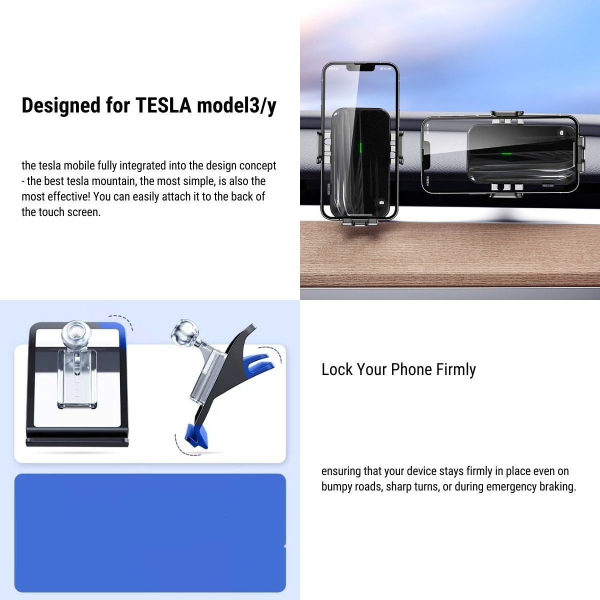 Solar Mobile Phone Holder for Model 3/Y | TESERY