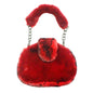 Solid Color Pattern Detailed Faux Fur Shoulder Bag