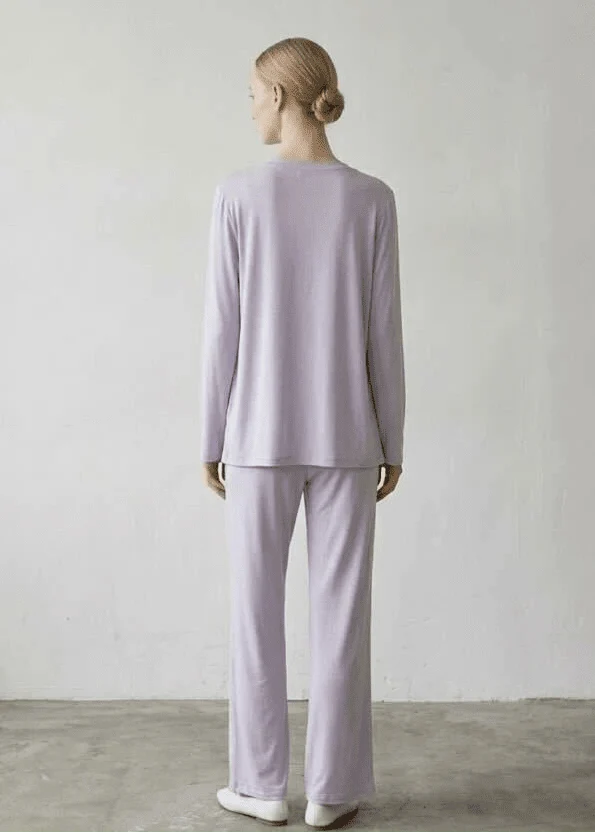 Solid Ruffle V Tank and Long Pants with Cardigan Modal Pajama Set