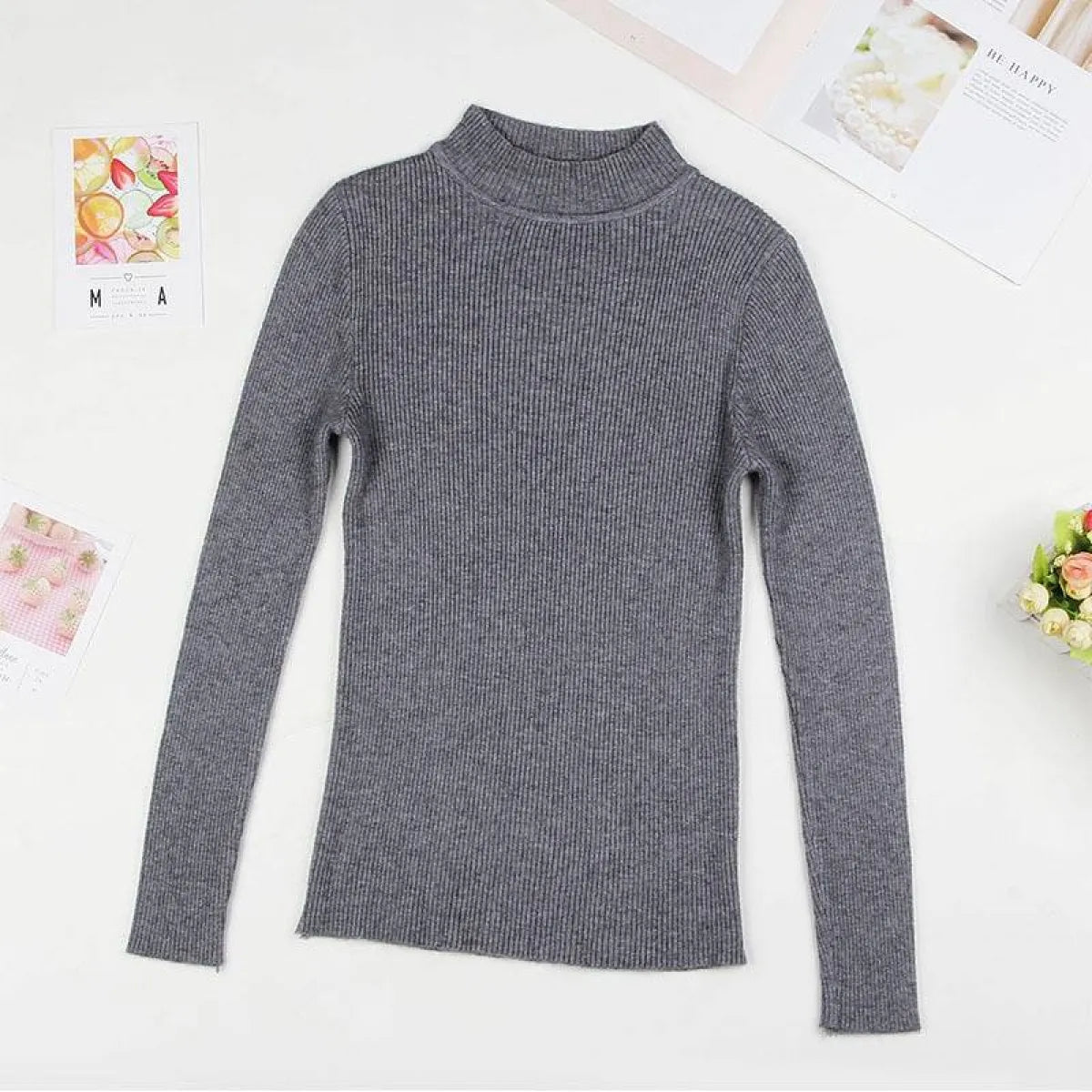 Solid Turtleneck Sweater