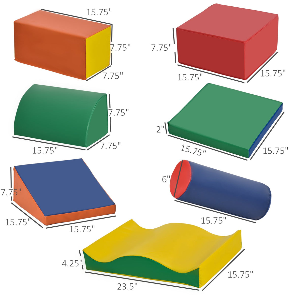 7-Piece Soft Foam Play Blocks for Kids Climbing and Crawling Gym Toy