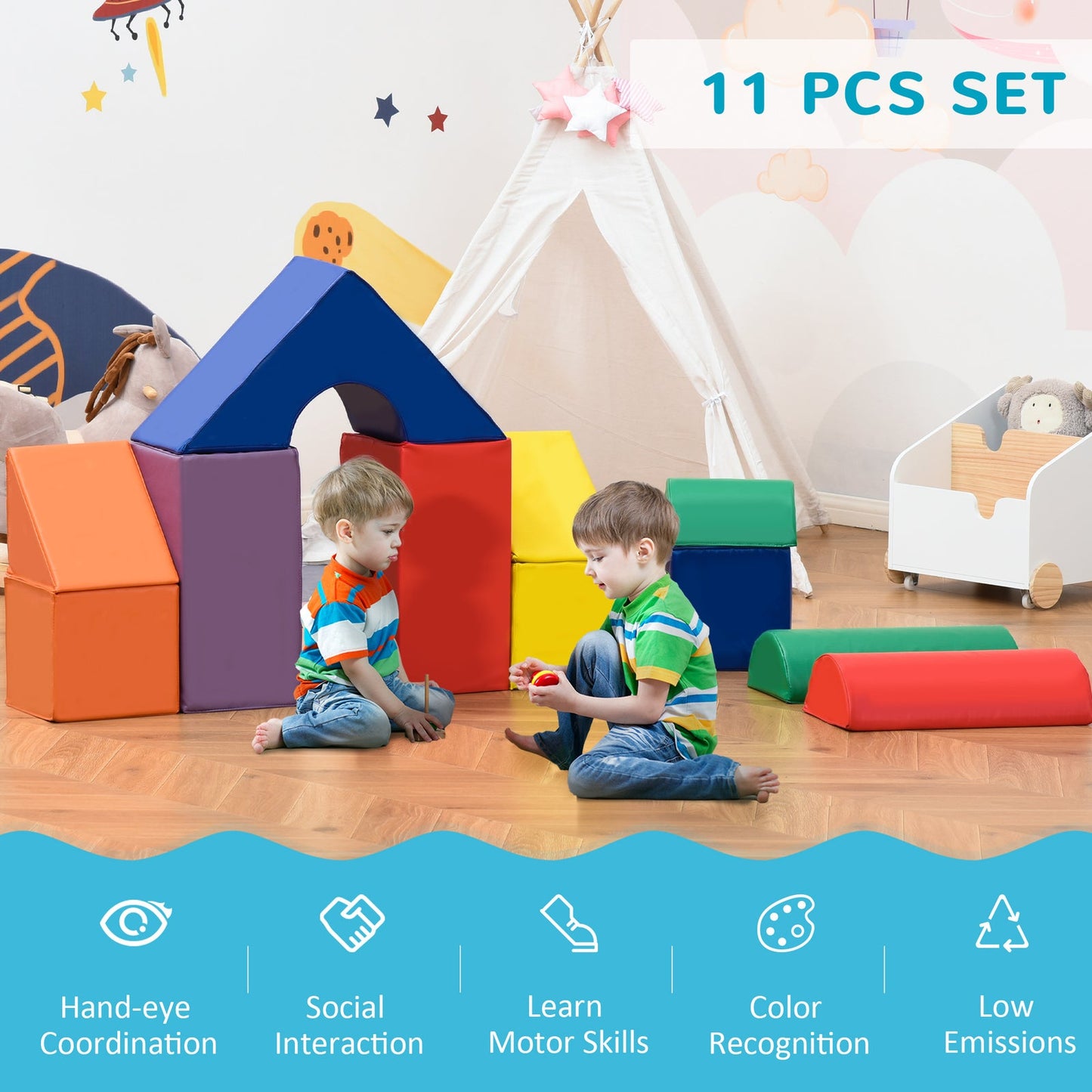 Soft Foam Climbing Blocks Play Set for Toddlers – 11 Pieces
