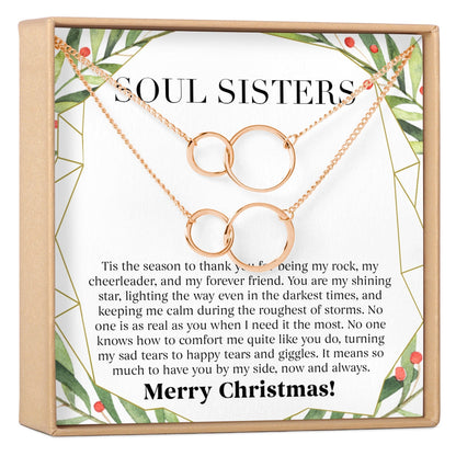 Soul Sisters Christmas Double Circles Necklace Set