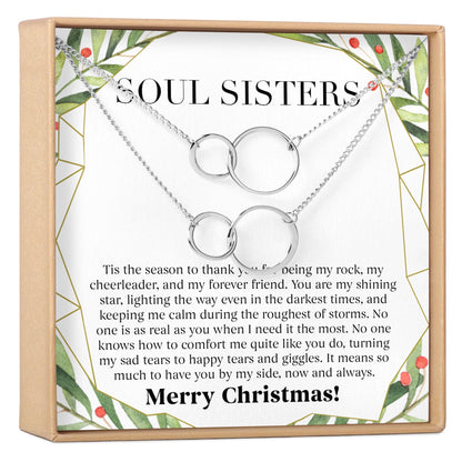 Soul Sisters Christmas Double Circles Necklace Set