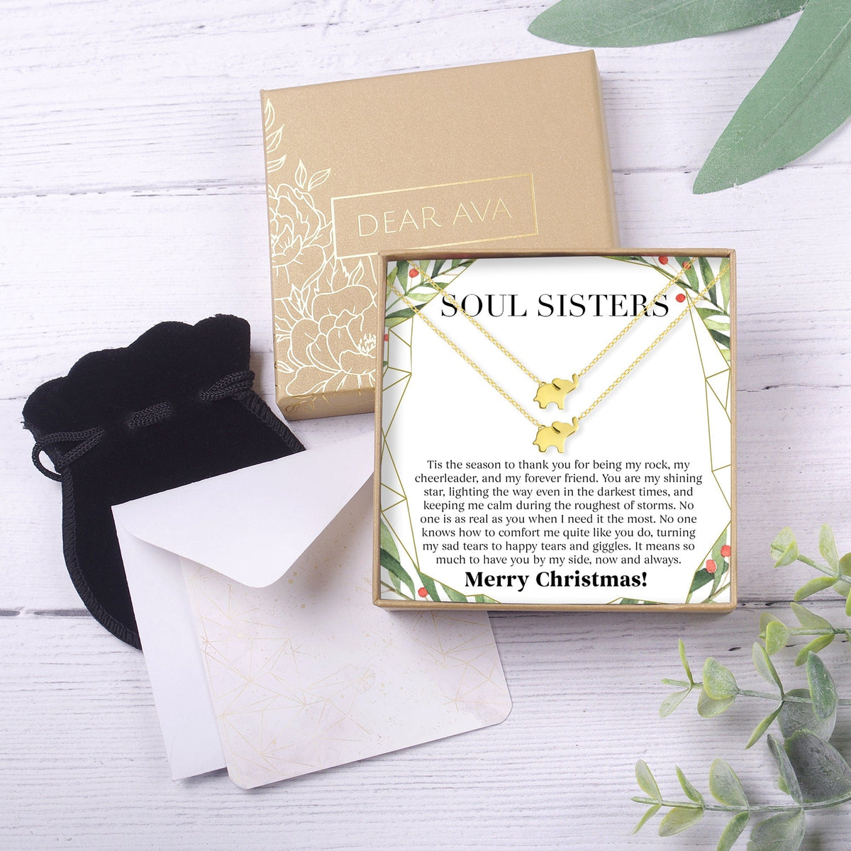 Soul Sisters Christmas Elephant Necklace Set