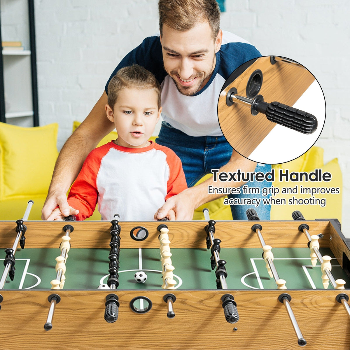 48 Inch Competition Sized Home Recreation Wooden Foosball Table-Brown