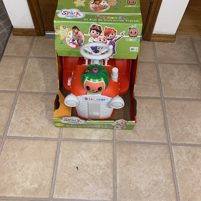 Interactive CoComelon 6V Ride-On Tractor Toy for Kids Ages 1.5-3 Years