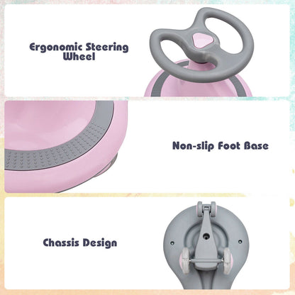 Sparkling Pink Wiggle Car Ride-on Toy for Toddlers and Kids with Flashing Wheels