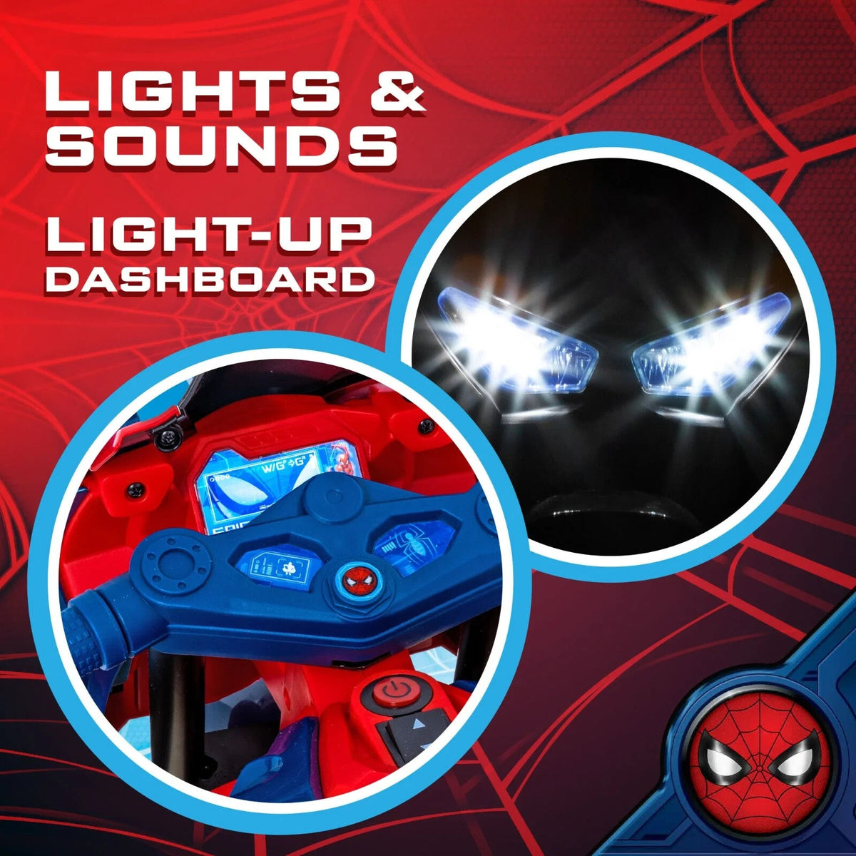 Spider-Man 6V Rechargeable Ride-On Motorcycle Toy for Kids Ages 3 and Up
