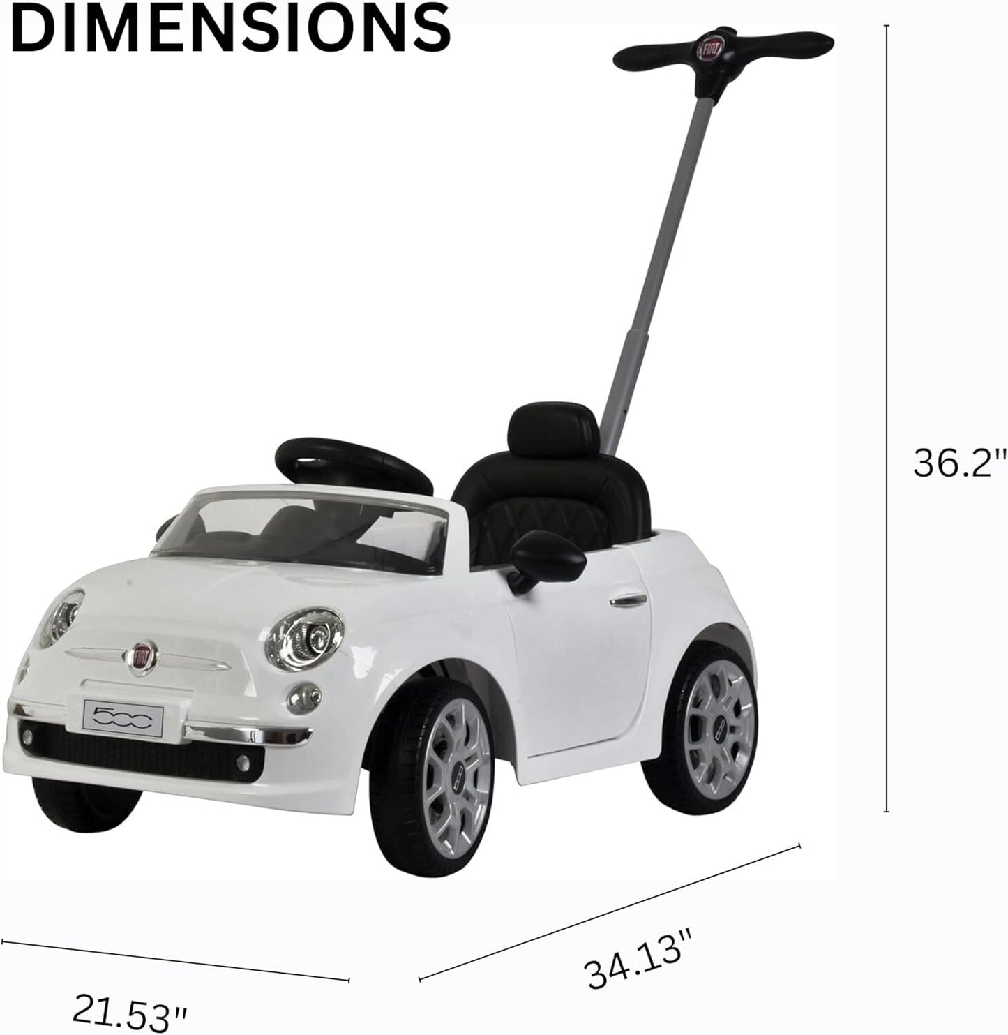 Fiat 500 Push Car with LED Lights and Music for Toddler Play