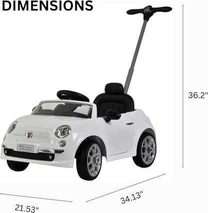 Fiat 500 Push Car with LED Lights and Music for Toddler Play