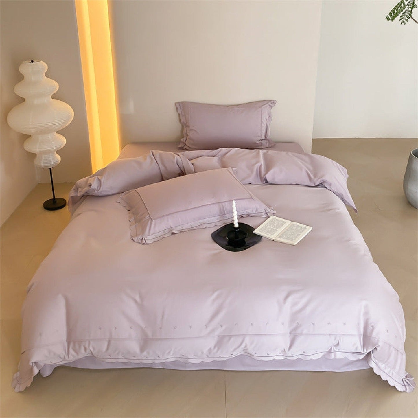 Star Gaze Short Cake Ruffle Bedding Set / Purple
