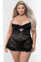 Plus Size Holiday Lace and Marabou Chemise