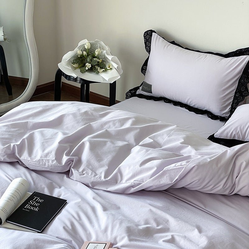 Strawberry Black Lace Ruffle Bedding Set