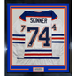 Framed Autographed/Signed Stuart Skinner 35x39 Edmonton White Hockey Jersey Beckett BAS COA