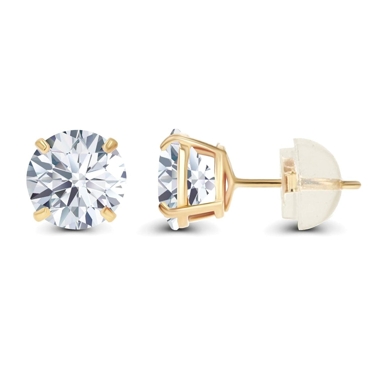 1.60 CTW Genuine Certified Moissanite Stud Earrings in Solid 14K White or Yellow Gold