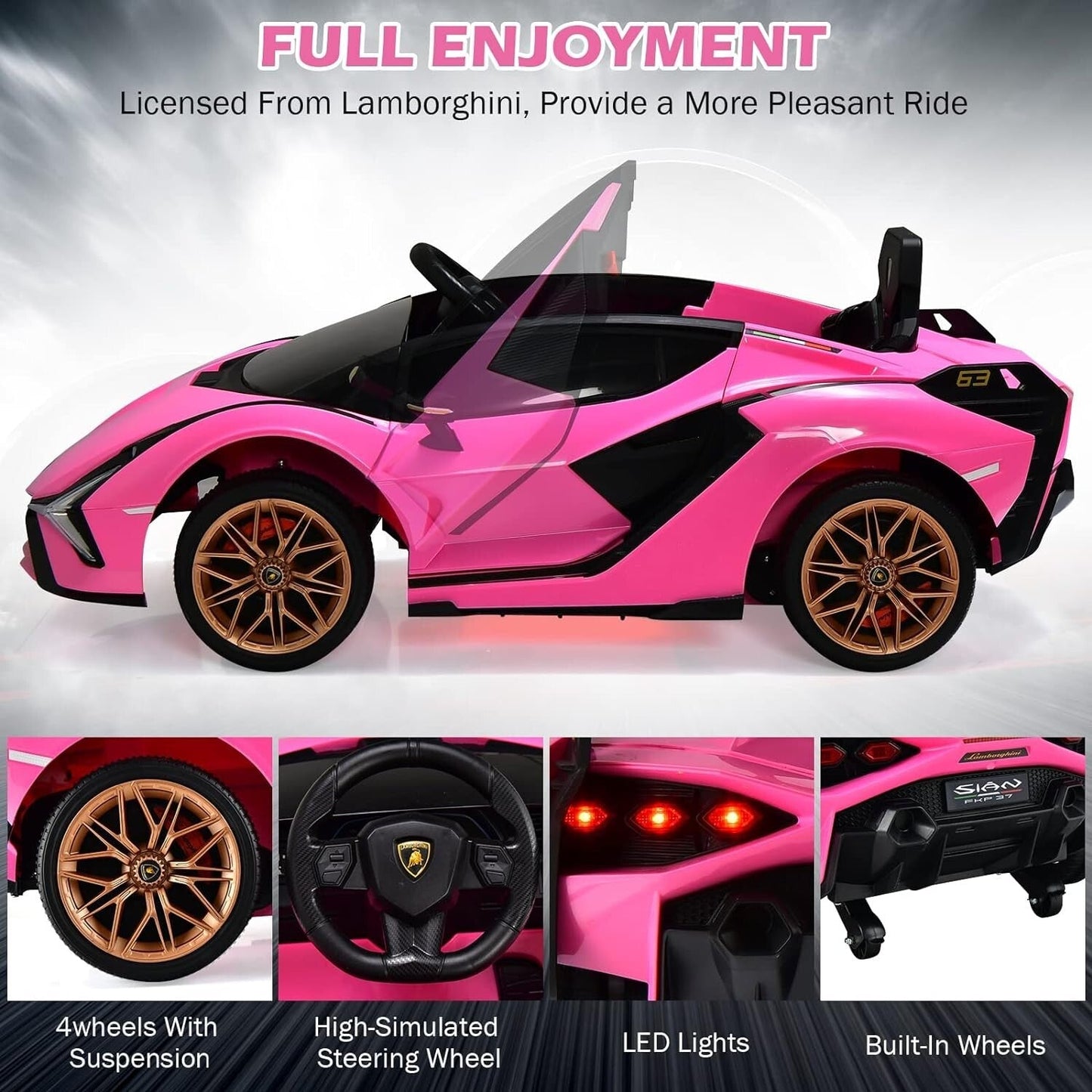 12V Kids Ride-On Car with Parent Remote Control and Spring Suspension