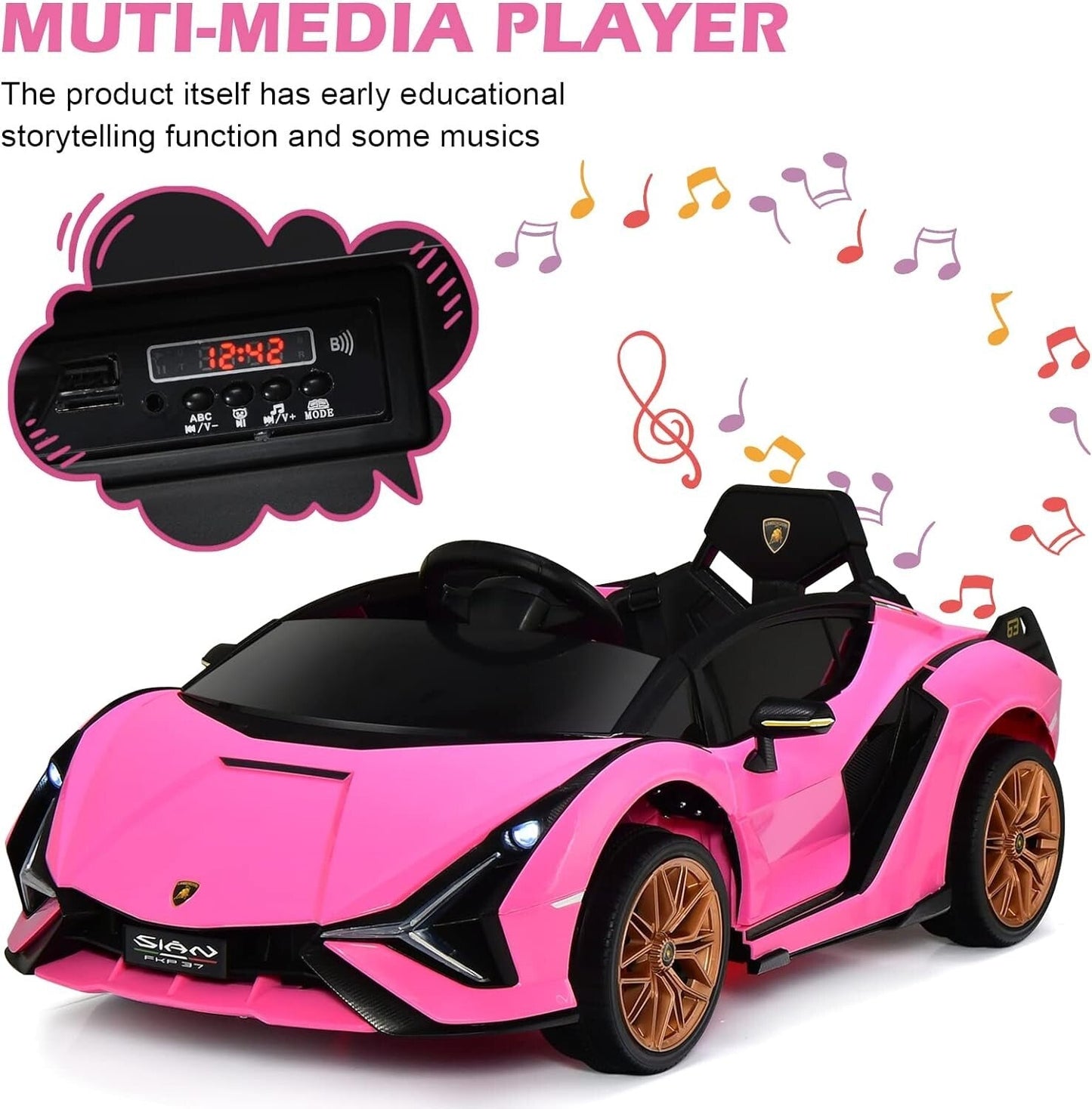 12V Kids Ride-On Car with Parent Remote Control and Spring Suspension