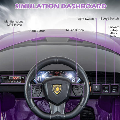 Purple Kids Remote Control Sports Car with Suspension and Sound Effects