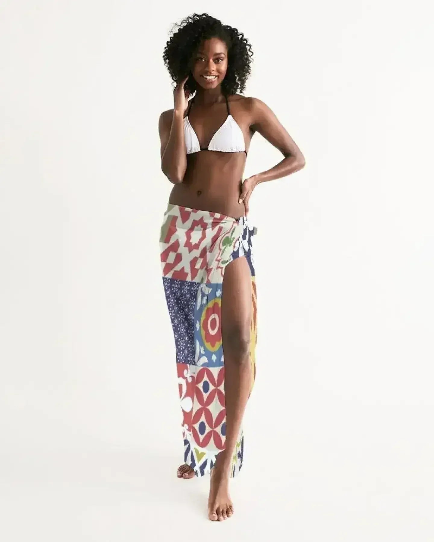 Sheer Swimsuit Cover Up Abstract Print Multicolor