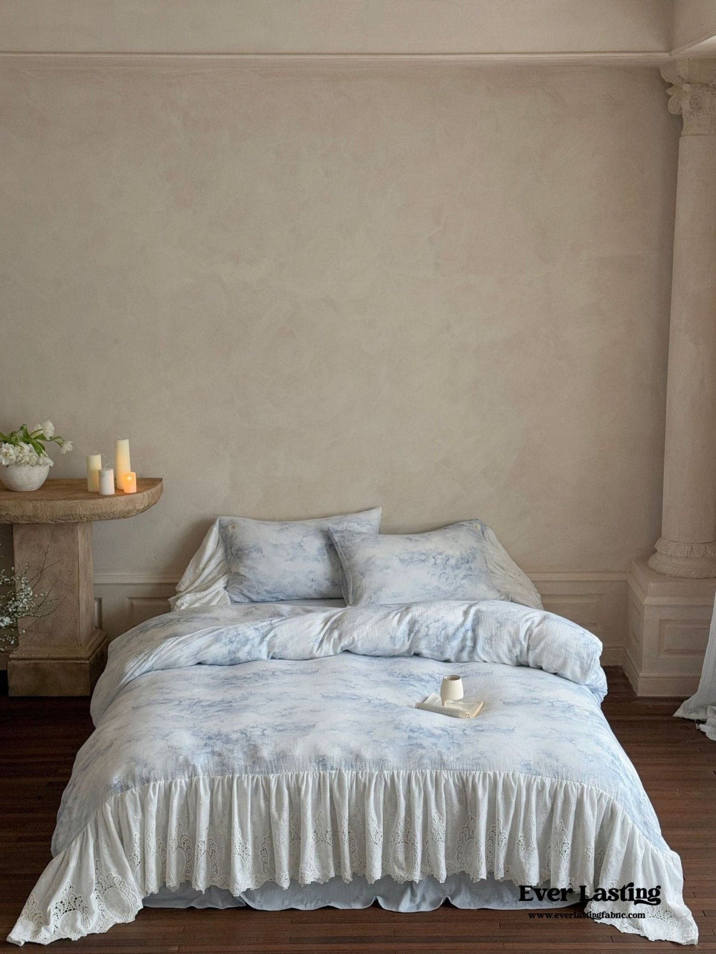 Sylvie Lace Gauze Bedding Set / Blue Sky