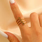 Stainless Steel Zircon Line Ring
