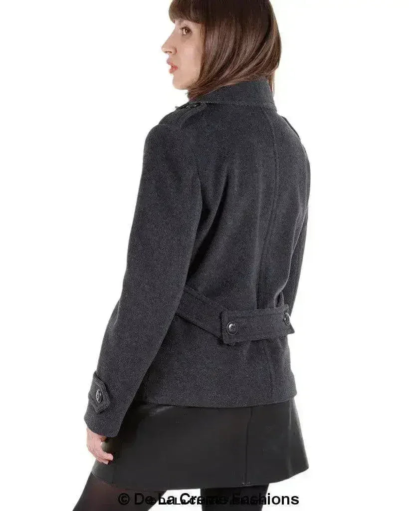 Harris Tweed Pea Coat - Wool Cashmere Blend | Femstylo