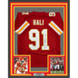 Framed Autographed/Signed Tamba Hali 35x39 Kansas City Red Football Jersey Beckett BAS COA