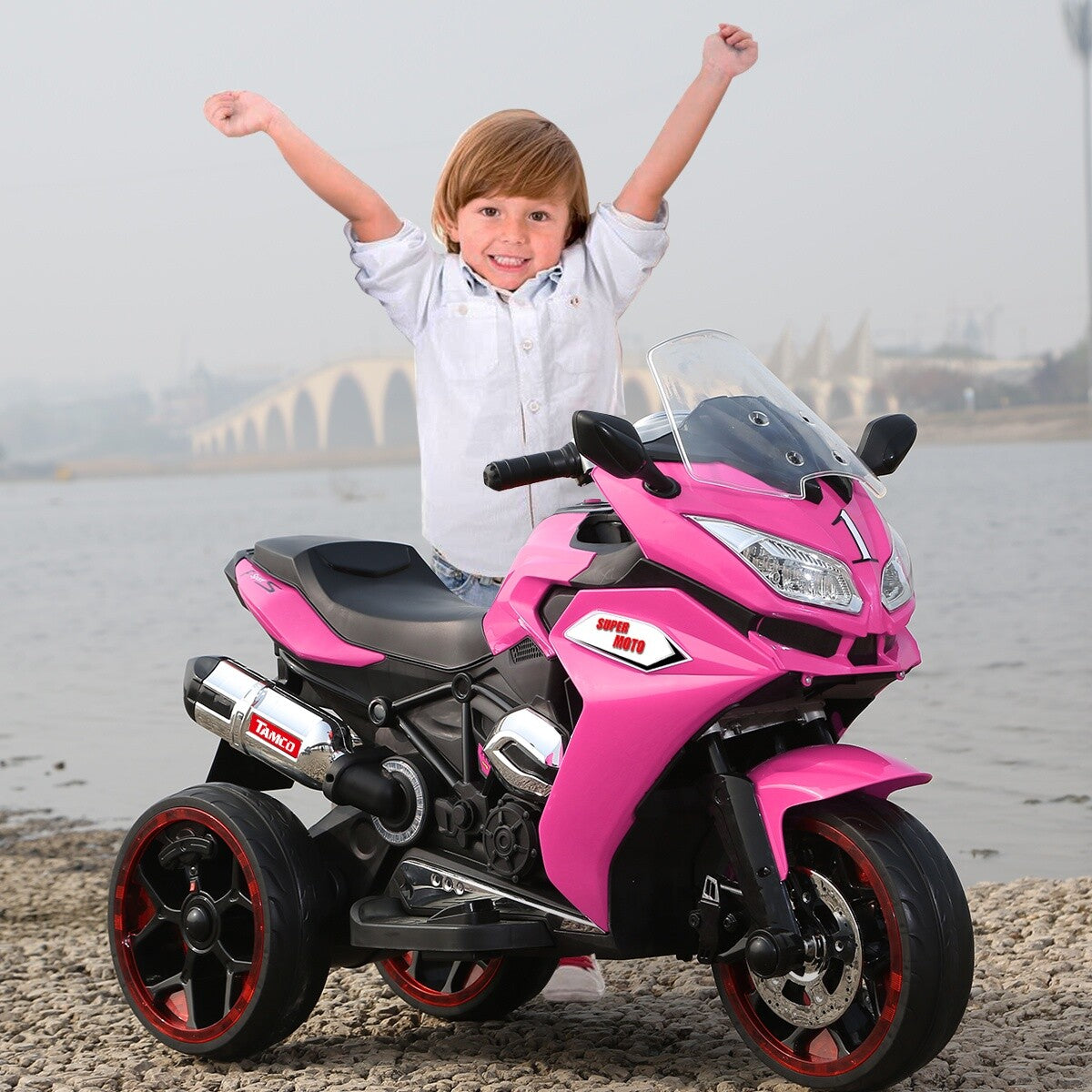 12V Kids Electric Ride-On Motorcycle Battery-Powered Bike for Girls