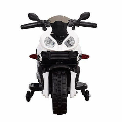 Tamco Sports Electric Motorcycle Ride On Toy with Training Wheels in White