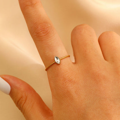 Stainless Steel Zircon Line Ring