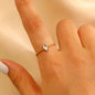 Stainless Steel Zircon Line Ring