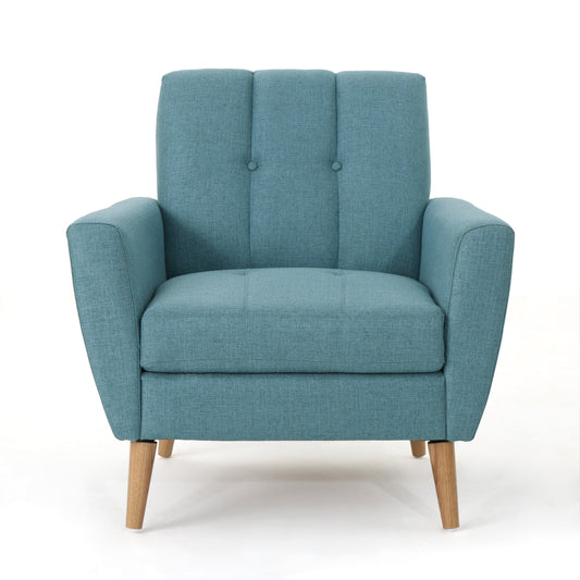 Mid Century Fabric Channel Stitch Club Chair