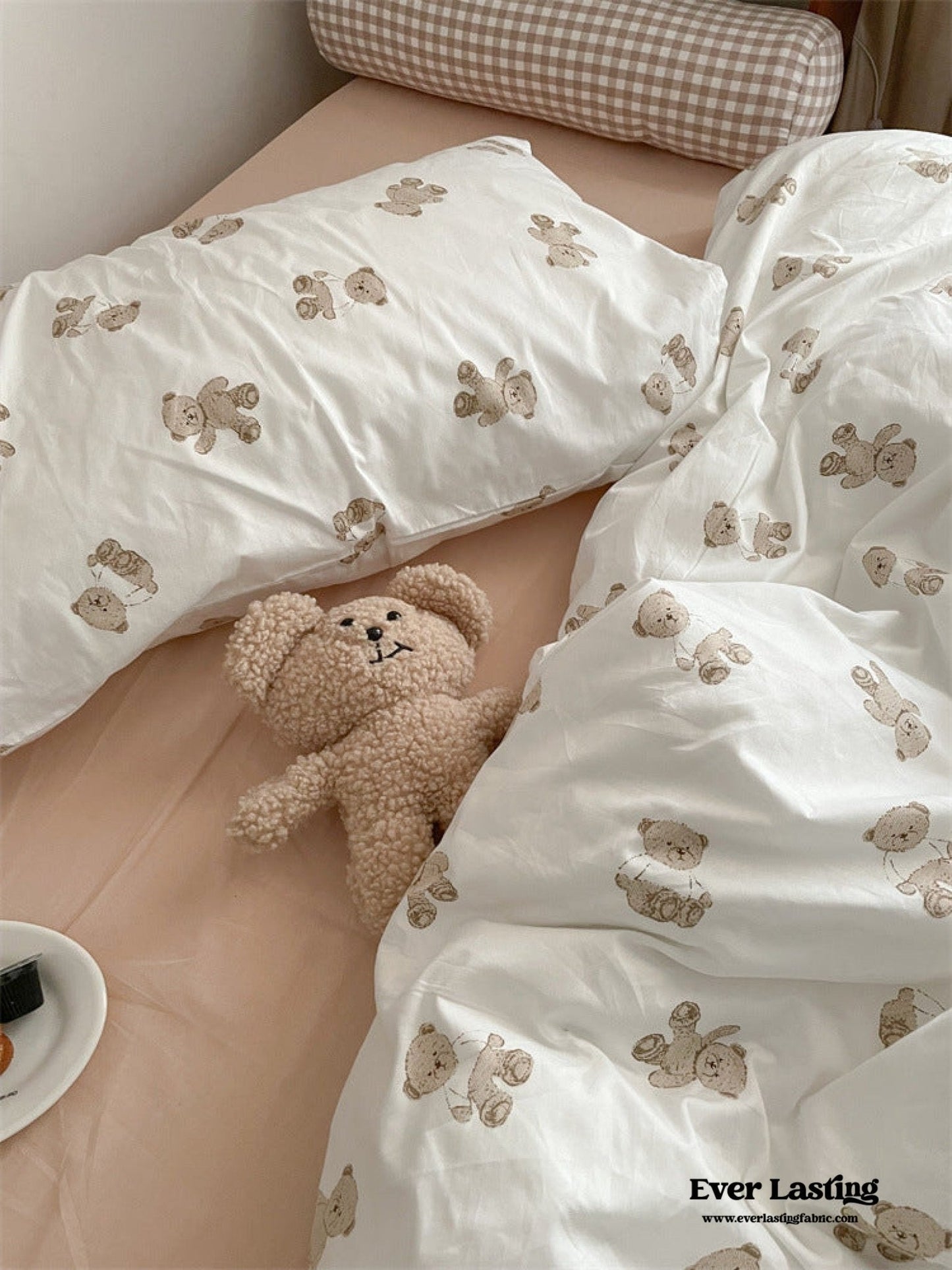 Teddy Duvet Cover / White + Beige