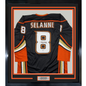 Framed Autographed/Signed Teemu Selanne 35x39 Anaheim Black Hockey Jersey Beckett BAS COA