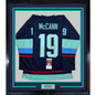 Framed Autographed/Signed Jared McCann 35x39 Seattle Blue Hockey Jersey JSA COA
