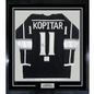 Framed Autographed/Signed Anze Kopitar 35x39 Los Angeles LA Black Hockey Jersey JSA COA