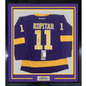 Framed Autographed/Signed Anze Kopitar 35x39 Los Angeles LA Retro Purple Hockey Jersey JSA COA