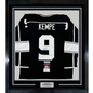 Framed Autographed/Signed Adrian Kempe 35x39 Los Angeles LA Black Hockey Jersey JSA COA