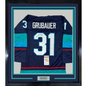 Framed Autographed/Signed Philipp Grubauer 35x39 Seattle Blue Hockey Jersey JSA COA
