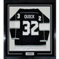 Framed Autographed/Signed Jonathan Quick 35x39 Los Angeles LA Black Hockey Jersey JSA COA
