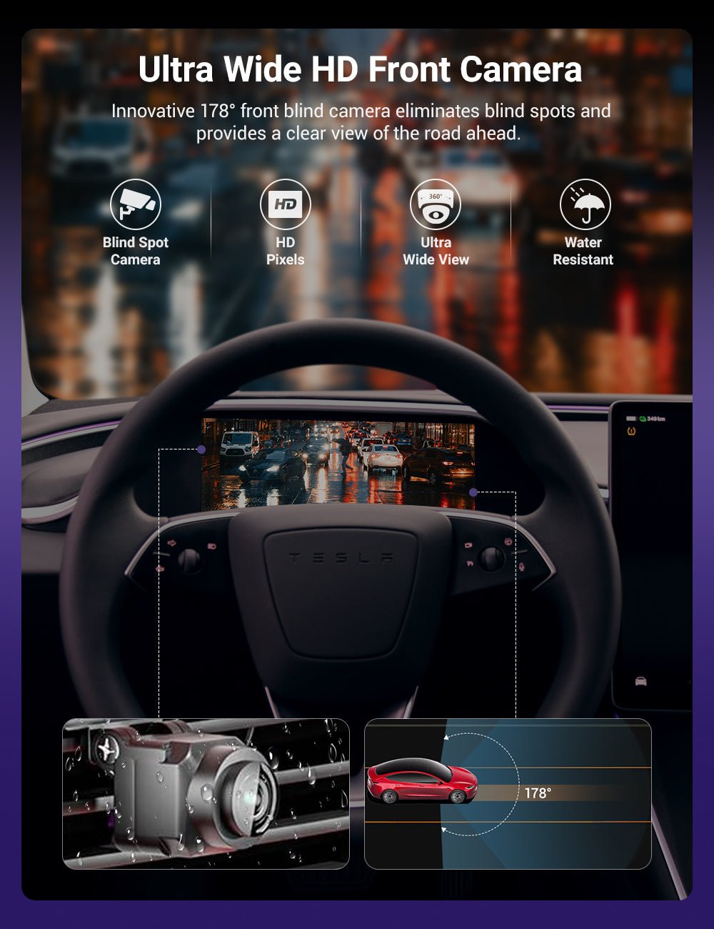 TESERY 8.9'' Dashboard Display with Ambient Lighting for Model 3 Highland / Model Y Juniper