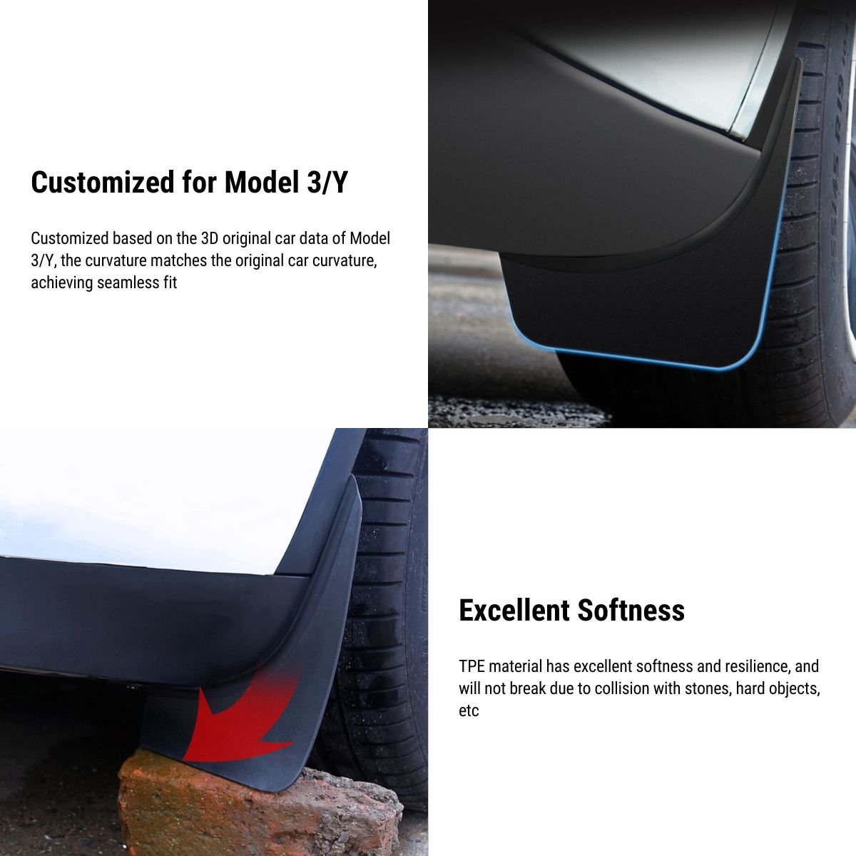 TESERY Upgraded OEM Mud Flaps Splash Guards for Model 3 / Model Y