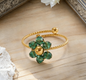 Stainless Steel Colorful Beaded Flower Ring