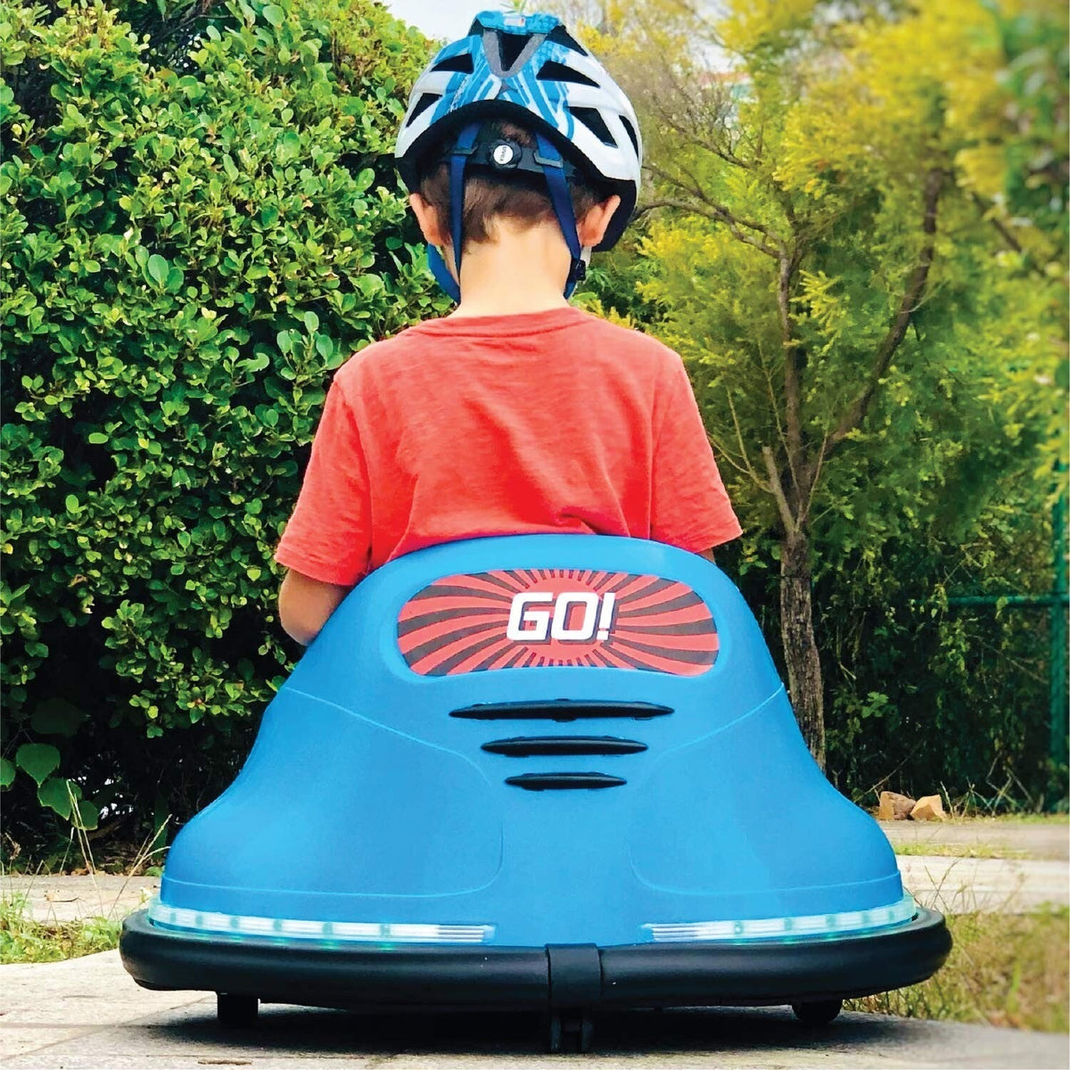 Electric Bubble RC Kids Bumper Car with Lights and Music - Blue