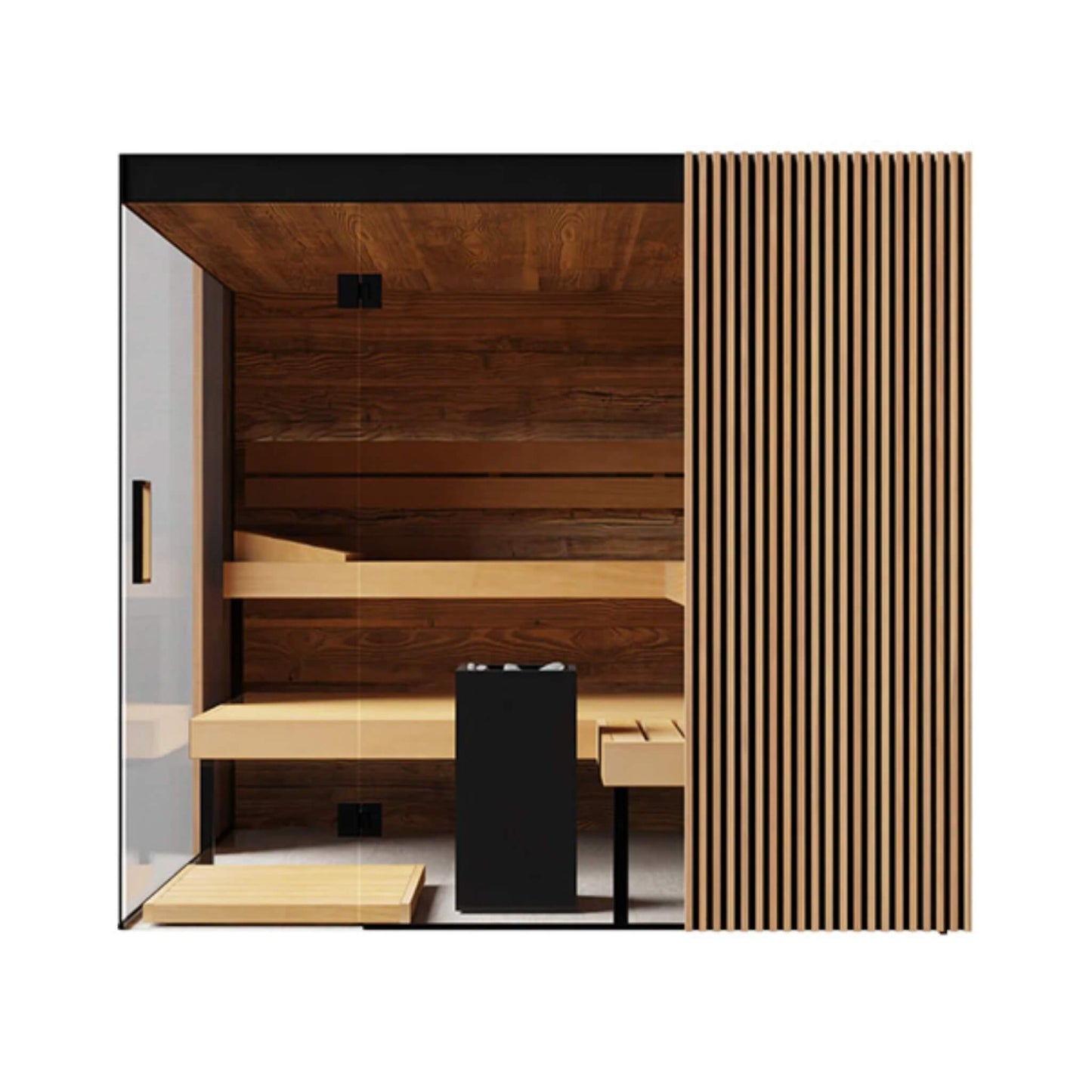 ThermaSol Aalto 4-Person Indoor Semi Panoramic Glass Sauna Cabin [Made-To-Order] [14-AALTODL\R] (SAK13285)