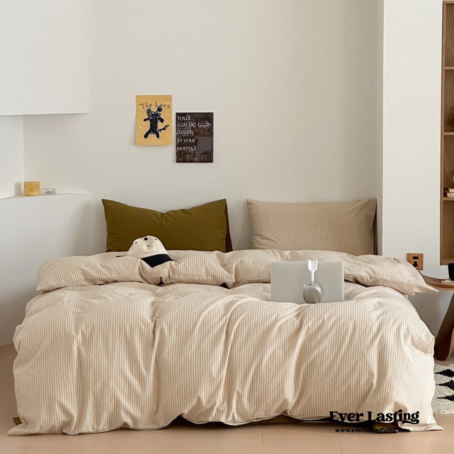 Thin Striped Duvet Cover / Red