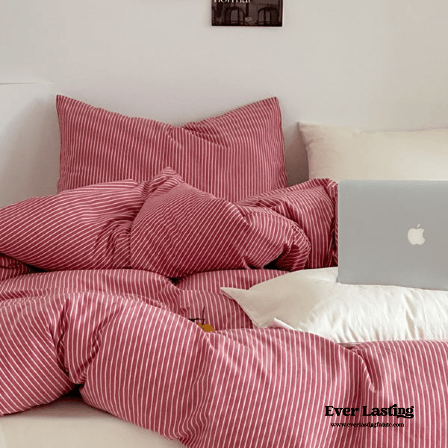Thin Striped Duvet Cover / Red