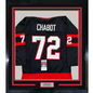 Framed Autographed/Signed Thomas Chabot 35x39 Ottawa Black Hockey Jersey JSA COA